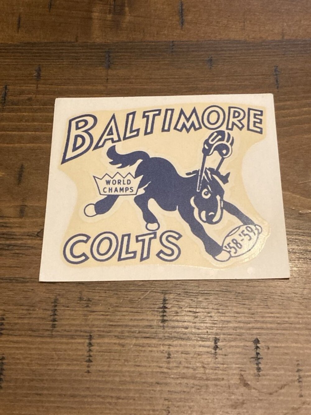 Baltimore Colts Football World Champs 1958 / 1959 Decal Sticker Vintage Rare